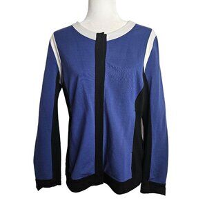 Soft Surroundings Jacket Size Medium Blue Colorblock Ponte Knit Pockets